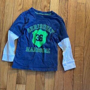 Carter's Navy and White Long Sleeve Tee with Neon Green Design